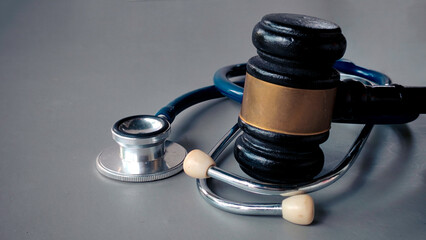 Gavel and Stethoscope Representing Intersection of Law and Medicine
