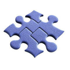 Obraz premium Blue textured puzzle pieces assembled in a cluster on a white background symbolizing problem solving teamwork or interconnected concepts in a minimalistic style
