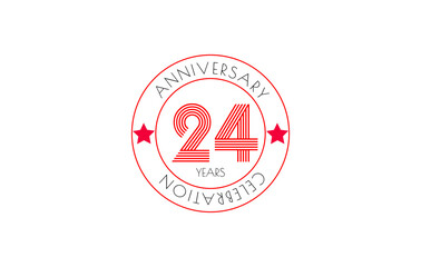 24th Anniversary Celebration Emblem: Striking design in red, perfect for marking 24 years of achievement and commemorative events.