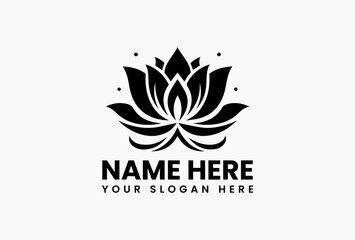 Abstract lotus built from interlocking geometric shapes, modern vector logo for tech and design studios  