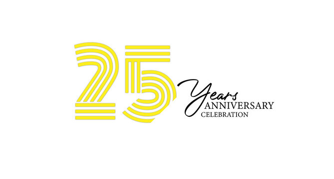 Celebrating a major milestone with a 25th anniversary illustration. Yellow number and elegant text convey festivity.