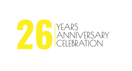 Celebrating a milestone with a bright, bold graphic marking 26 years of success. Anniversary celebration with yellow numbers.
