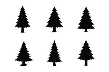 Christmas Tree Silhouette Vector – High-Quality Black & White Clipart for Holiday Designs
