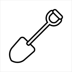 Shovel Icon Set. Spade dig soil vector symbol in a black filled and outlined style. Groundwork Tool Sign.