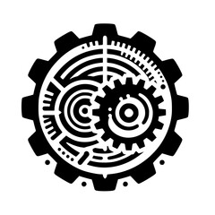 Intricate Black & White Gear Illustration - Abstract Mechanical Design Symbolizing Technology and Systems