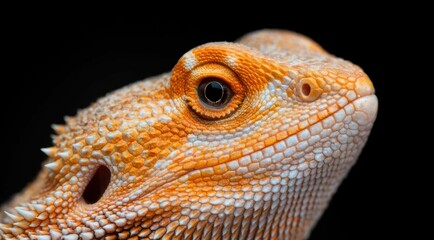 Obraz premium Close-up portrait of a bearded dragon with detailed skin texture.
