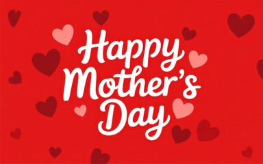 Happy mothers day red heart doodles background