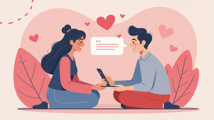 couple chats online sending love messages social media valentines