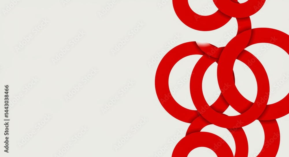 Poster abstract composition of overlapping red circles on a light background, conveying a sense of modern d