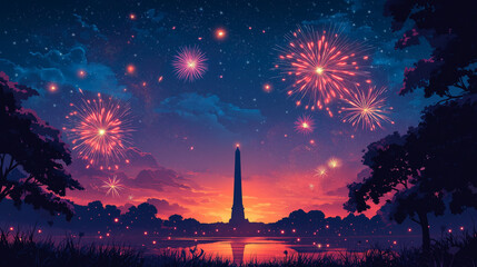 Fireworks Over National Monument-Inspired Structure