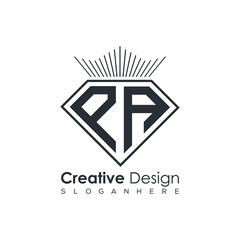 Luxury Initial Letter Monogram in Pentagon Diamond Shape with Royal Crown for Premium Branding & High-End Logo Design
