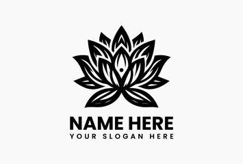 Delicate single-line lotus with continuous strokes, minimalist vector icon for luxury brands and packaging