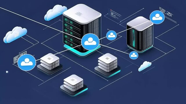 Isometric server network with cloud computing