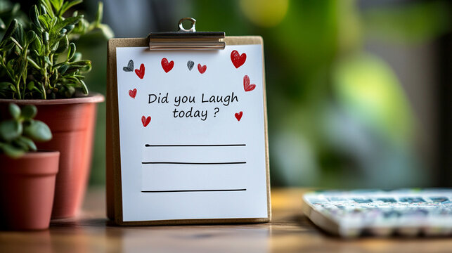 Checklist with happy symbols and text like Did you laugh today - simple reminder theme.