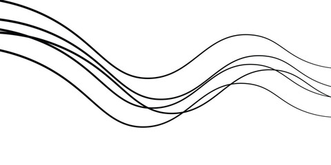 Wavy thin line. Black isolated stripe. Abstract background. Geometric pattern curved line. Banner with curved lines. vector illustration