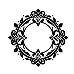 Ornate Floral Frame Black White Classic Design Element Elegant Vintage Border Template