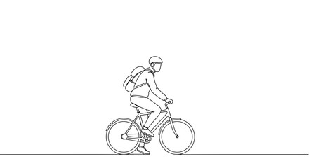 Obraz premium Line art of a cyclist riding a bicycle in a simple background 
