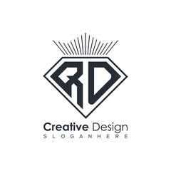 Luxury Initial Letter Monogram in Pentagon Diamond Shape with Royal Crown for Premium Branding & High-End Logo Design
