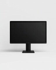 Sleek minimalist black computer monitor on white background offering a clean and modern aesthetic perfect for showcasing digital content with a focus on clarity and simplicity