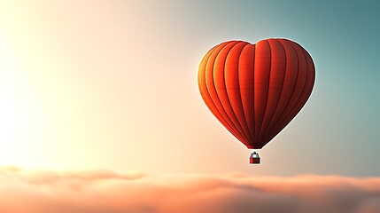 Obraz premium Heart-shaped hot air balloon floats above clouds against a gradient sky