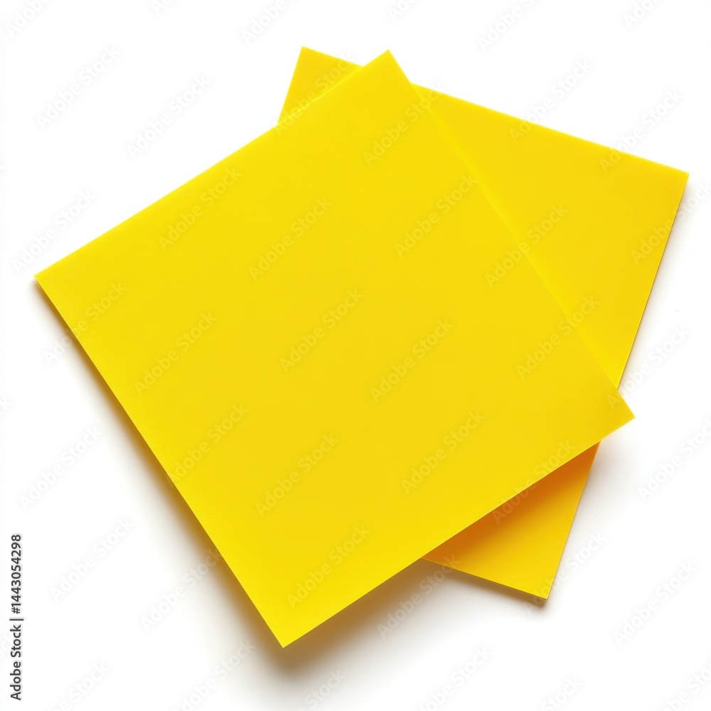 Poster two vibrant yellow square papers elegantly stacked on a clean white surface creating a minimalist co