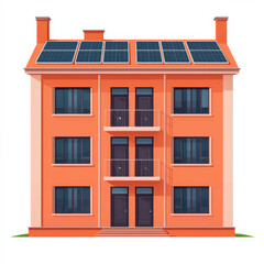 Obraz premium Modern building with solar panels on roof