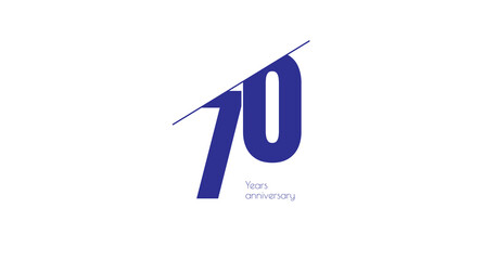 Celebrating 70 Years: Simple blue anniversary design with a modern cut, symbolizing longevity and achievement.