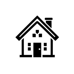 Minimalist Black and White House Icon - Simple Geometric Home Symbol Illustration