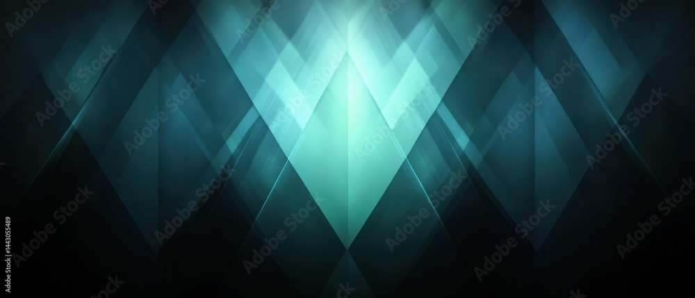 Poster abstract geometric composition with intersecting teal diamonds and dark background for modern design