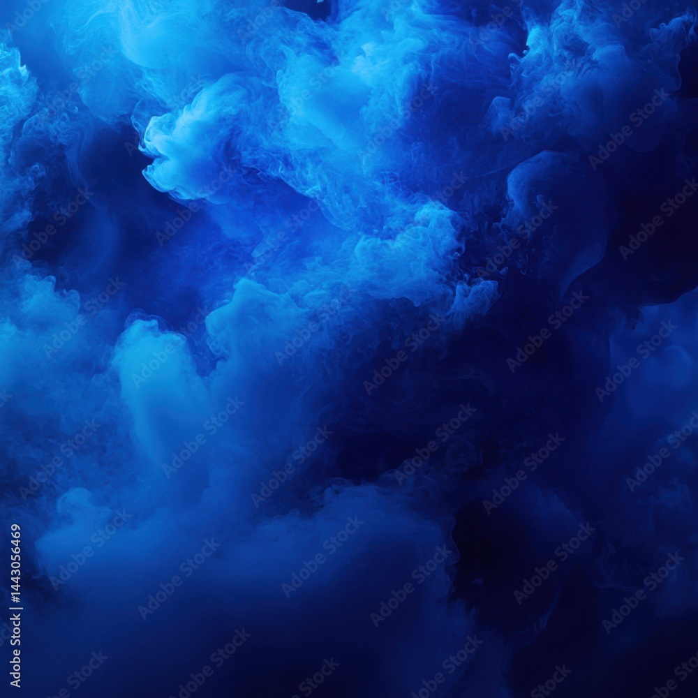 Poster ethereal blue smoke swirls creating a mesmerizing abstract background with depth and dimension evoki