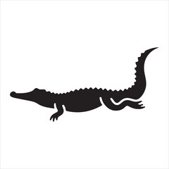 Fototapeta premium Silhouette of a crocodile on a white background