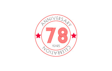 A red and white emblem commemorating a 78-year anniversary, marked with stars and a circular design. Clean and celebratory.