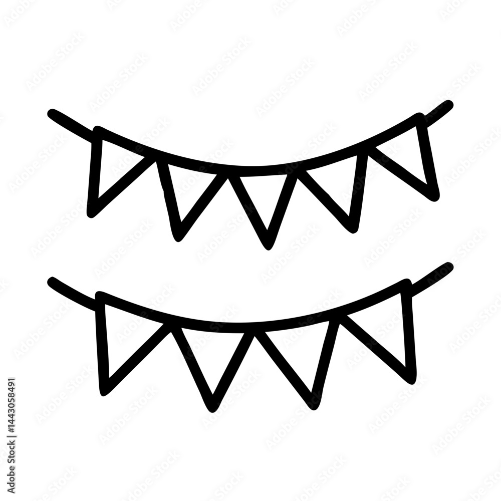 Poster bunting flags party decorations on transparent background for web and graphic design