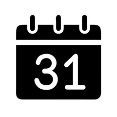 calendar 31st silhouette on transparent background for web and graphic design