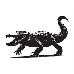 Obraz premium Silhouette of a crocodile on a white background