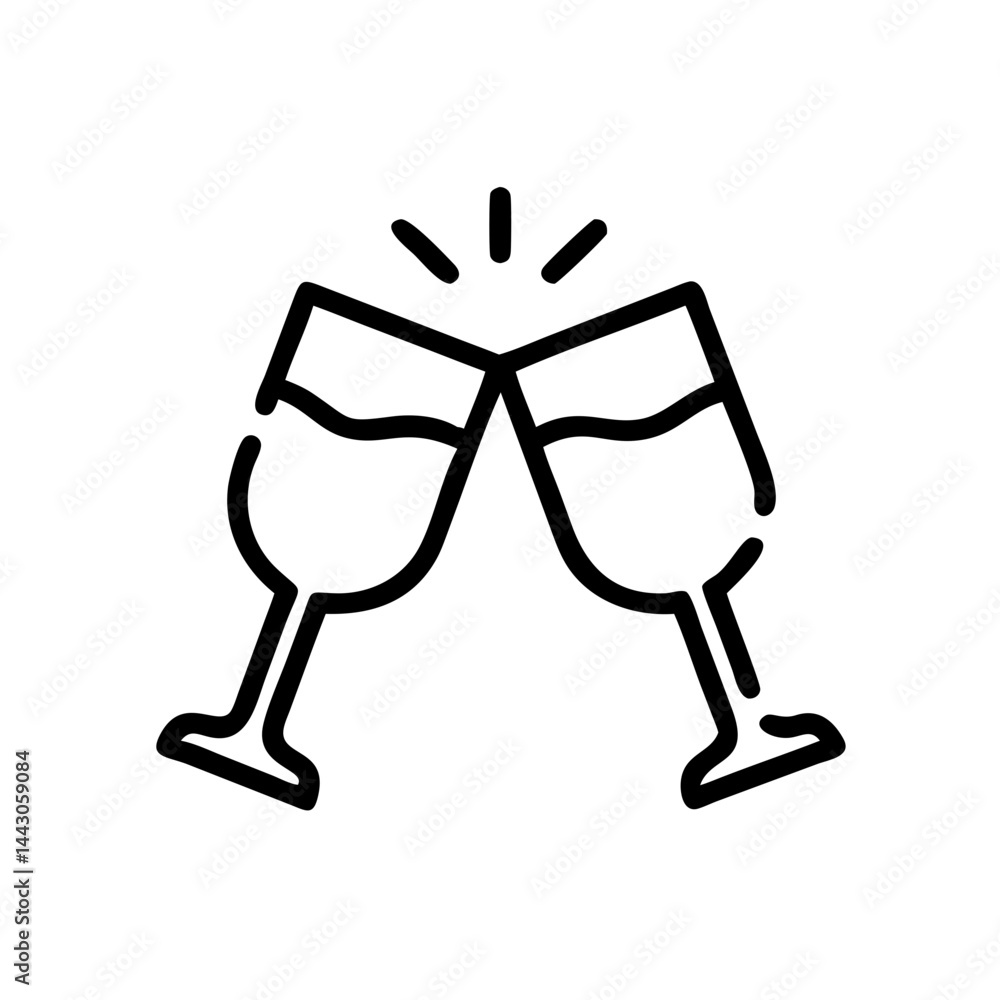 Poster clinking glasses cheers toast on transparent background for web and graphic design
