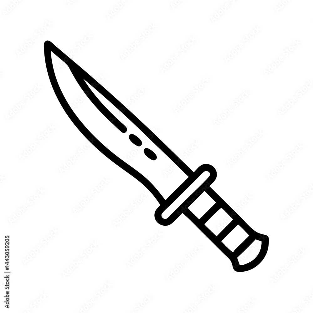 Poster combat knife close range weapon on transparent background for web and graphic design