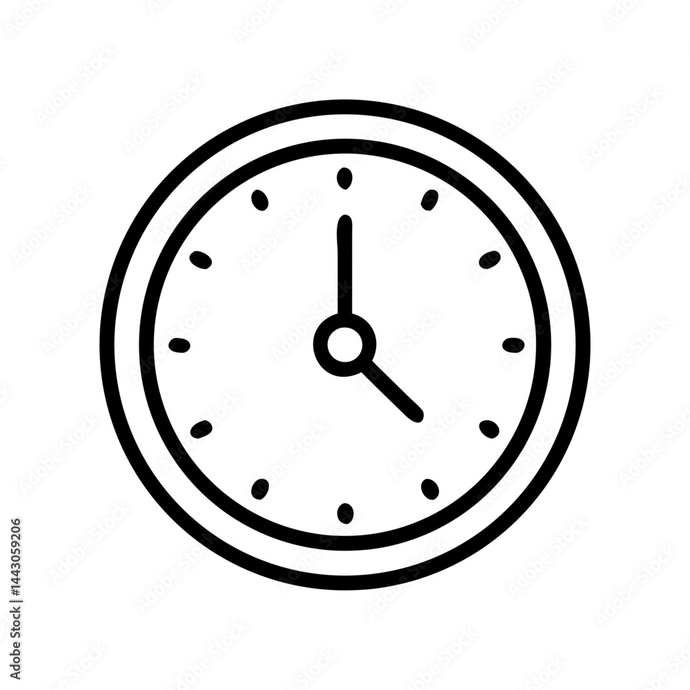 Poster clock on transparent background for web and graphic design