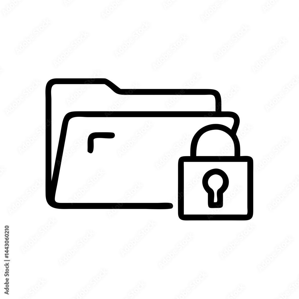 Poster folder with lock file security on transparent background for web and graphic design