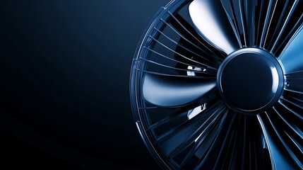 Stylish Electronic Fan Displayed On Minimal Black Backdrop With Room For Text And Marketing Content
