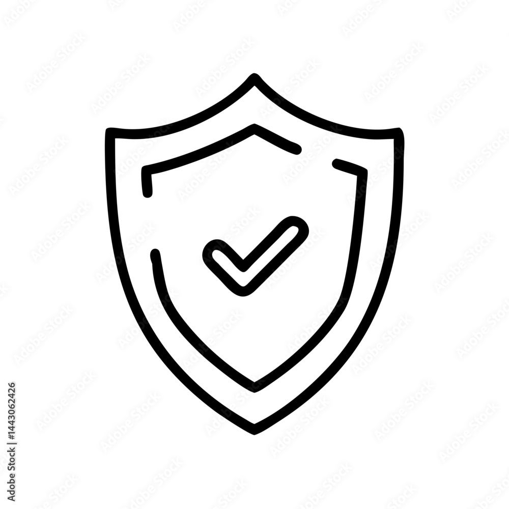 Poster shield with checkmark protection on transparent background for web and graphic design