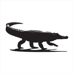 Obraz premium Silhouette of a crocodile on a white background