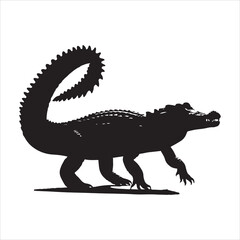 Obraz premium Silhouette of a crocodile on a white background