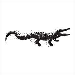 Obraz premium Silhouette of a crocodile on a white background