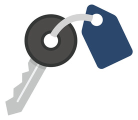 Door key flat icon isolated on white background.