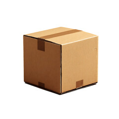3D Rendering Of A Delivery Box Cardboard White Background