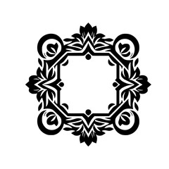 Elegant Black Ornate Frame with Floral & Swirl Design - Vintage Vector Border Element