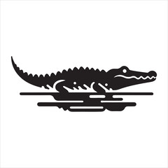 Silhouette of a crocodile on a white background