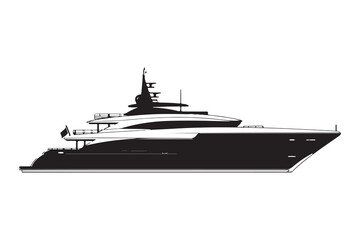 Superyacht Vector Silhouette - Luxury Marine Illustration