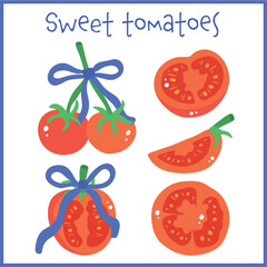 Red Tomato Set  Juicy & Fresh Clipart